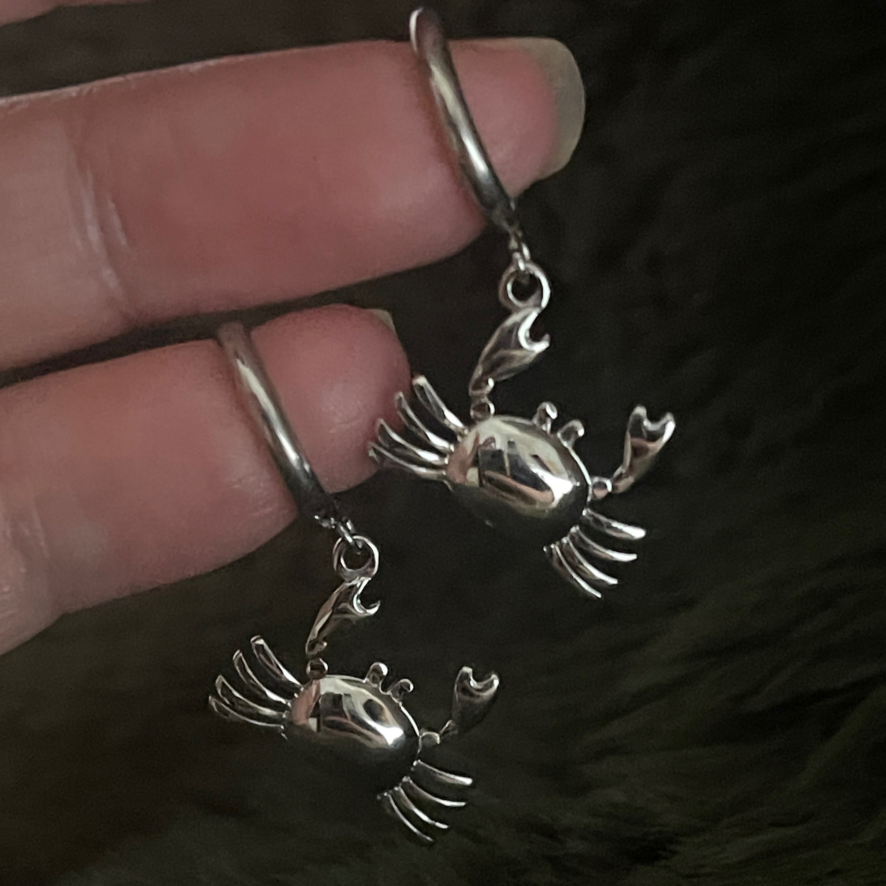 Bohemian Crab Charm Hoops | Silver