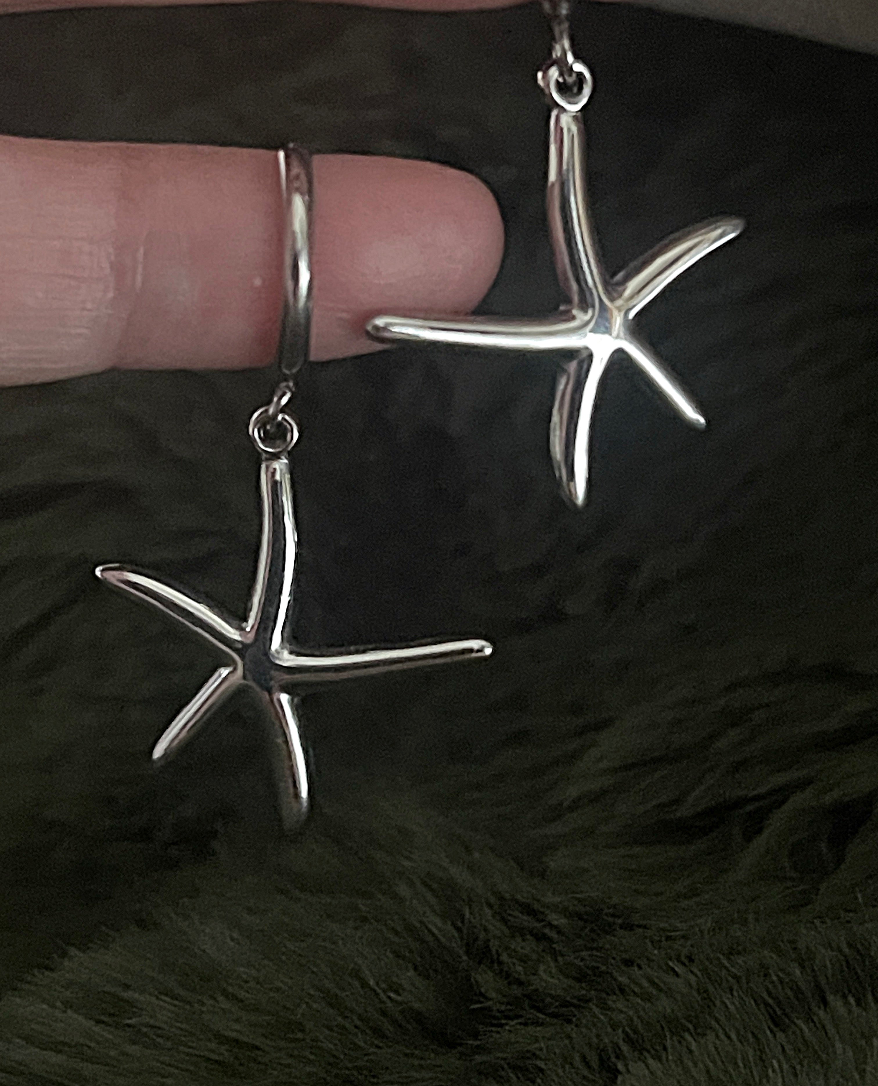 Bohemian Starfish Charm Hoops | Silver