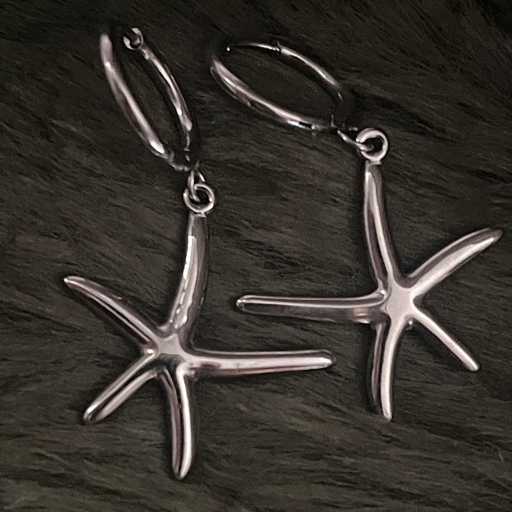 Bohemian Starfish Charm Hoops | Silver