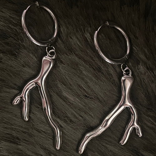 Bohemian Coral Charm Hoops | Silver