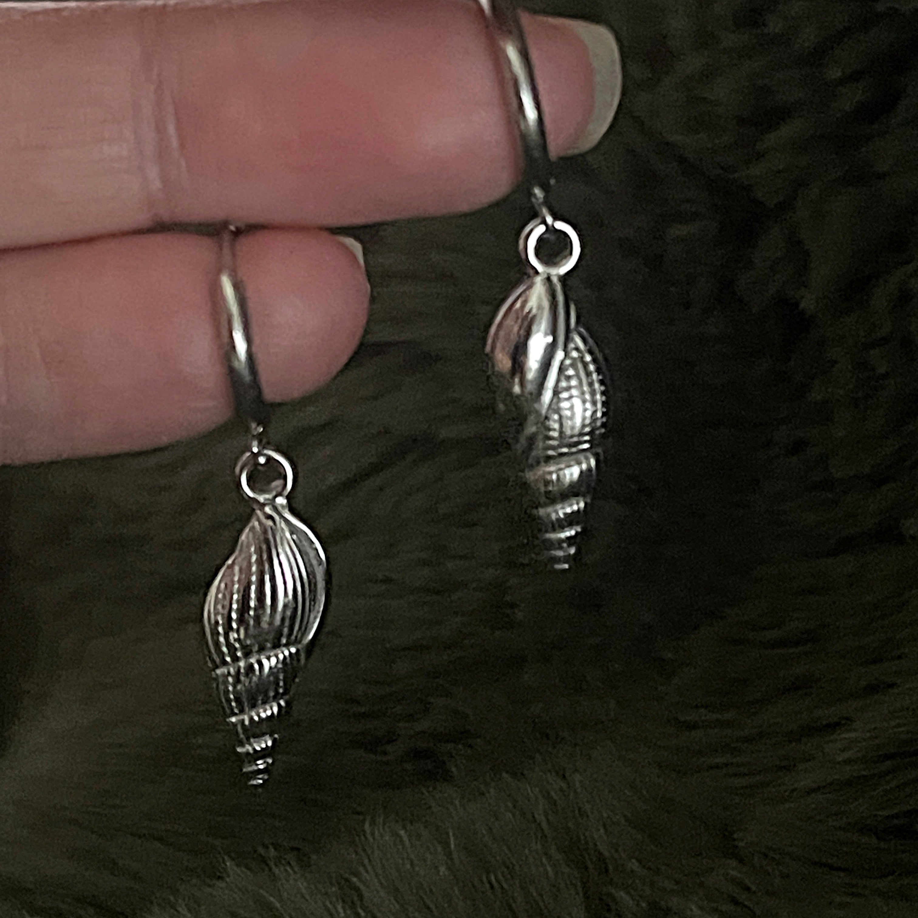 Sea Shell Charm Hoops | Silver
