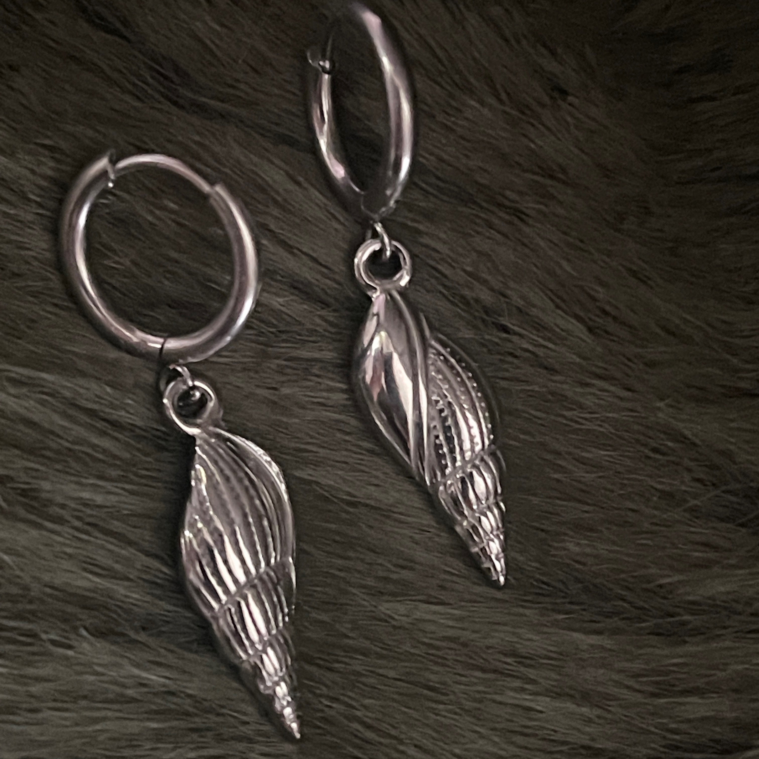 Sea Shell Charm Hoops | Silver