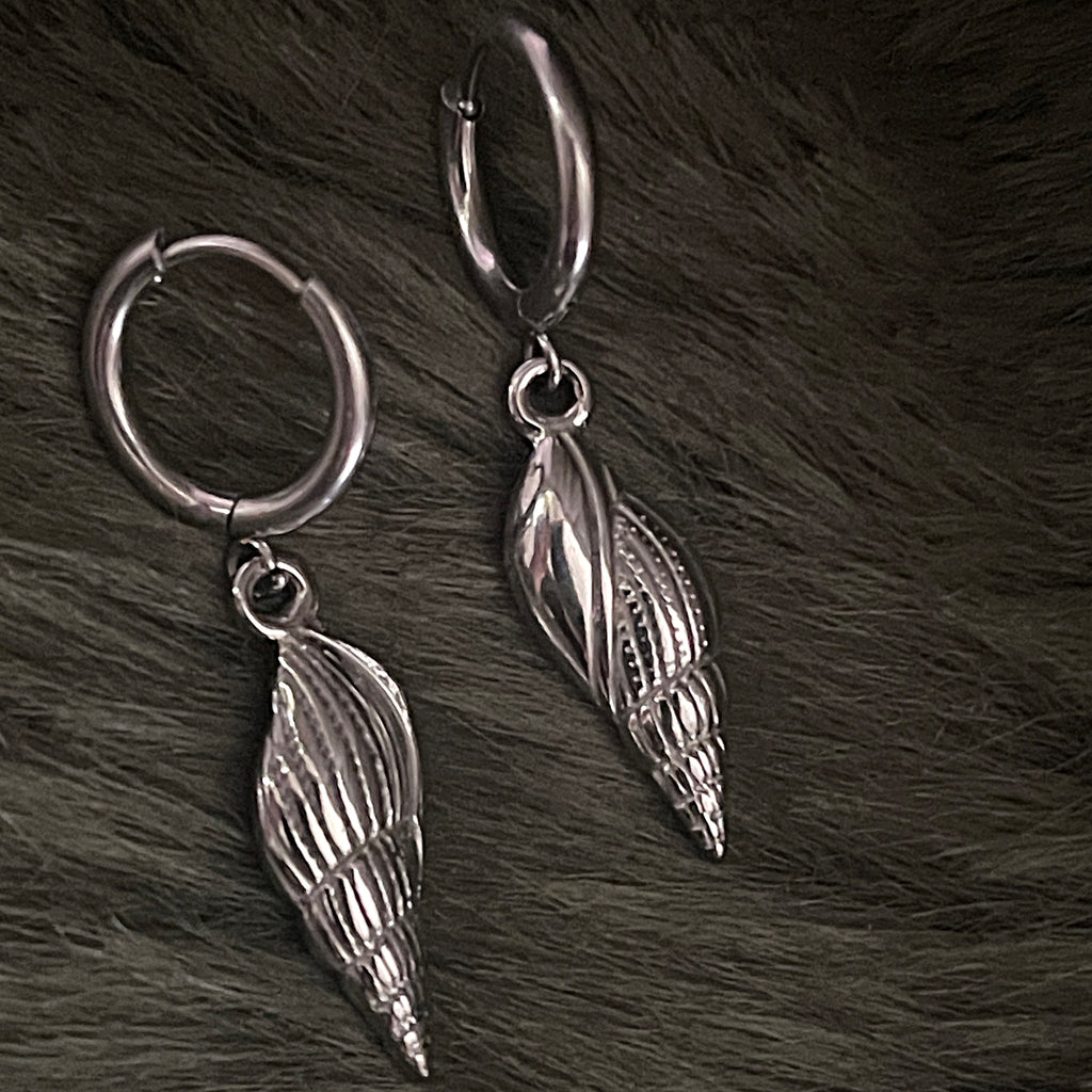 Sea Shell Charm Hoops | Silver