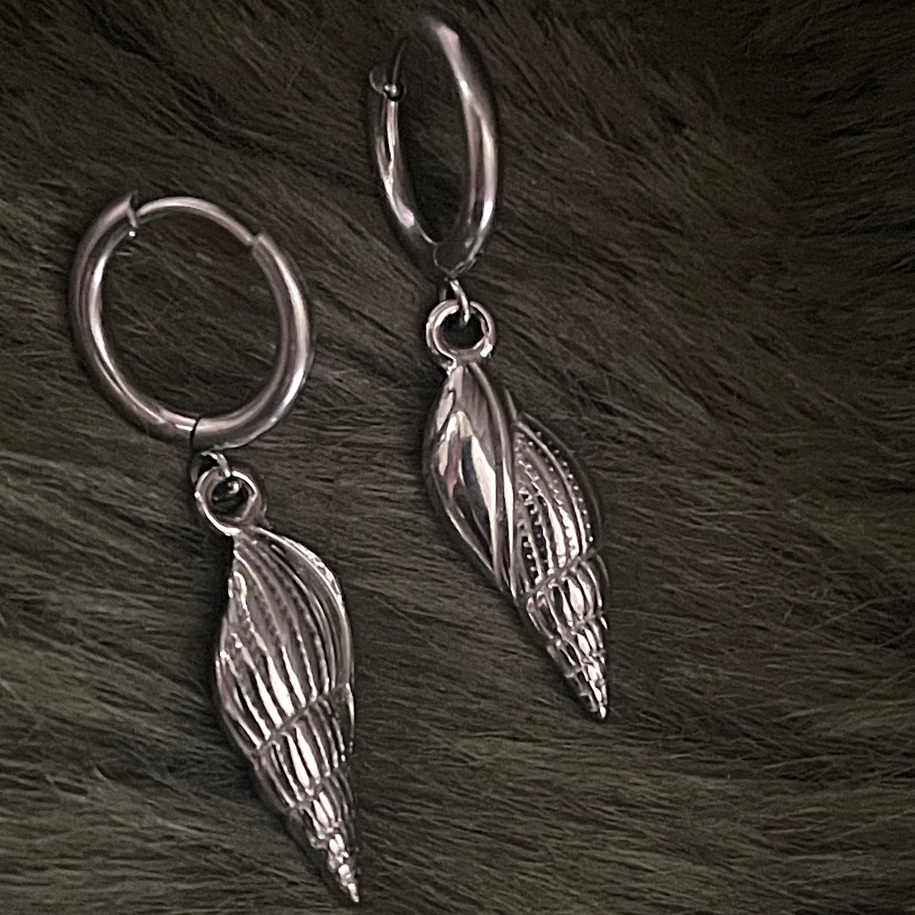 Sea Shell Charm Hoops | Silver