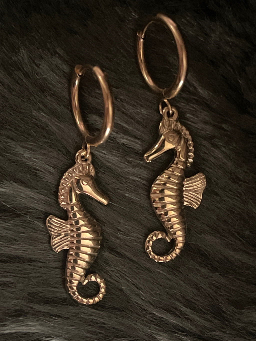 Bohemian Seahorse Charm Hoops | Gold