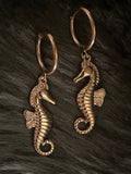 Bohemian Seahorse Charm Hoops | Gold