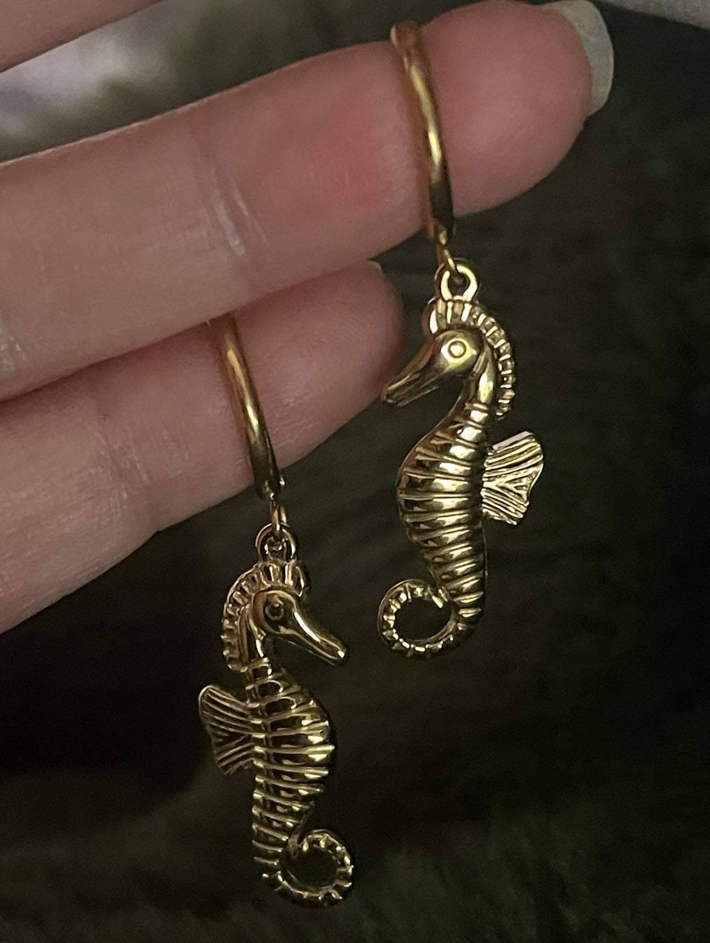Bohemian Seahorse Charm Hoops | Gold