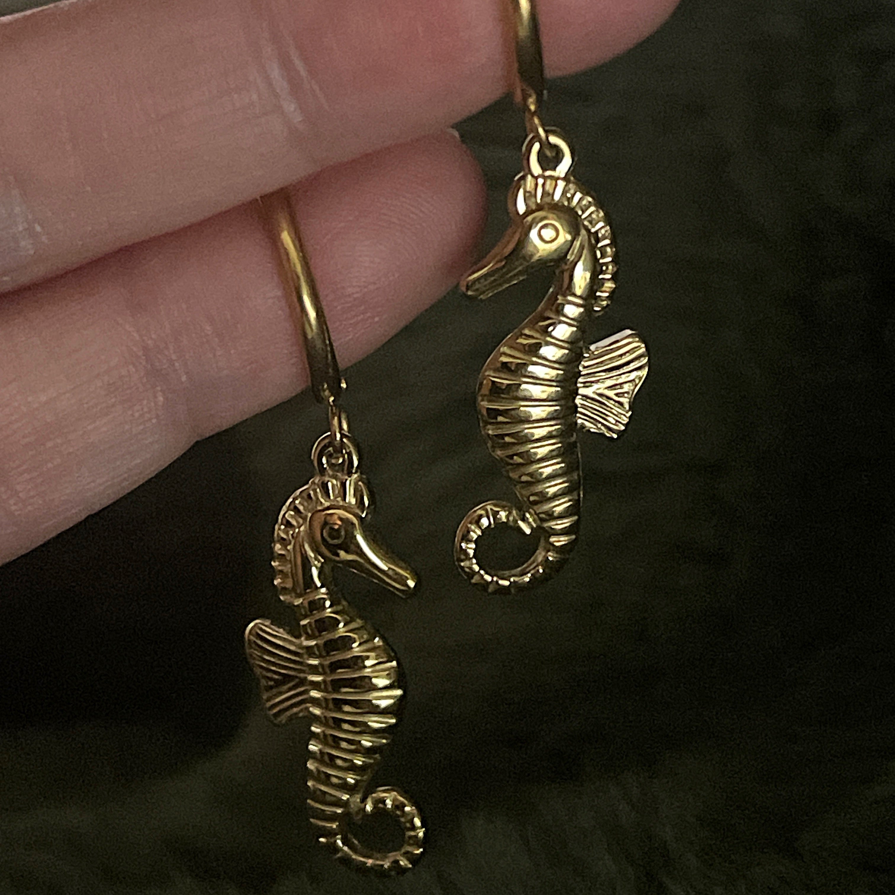 Bohemian Seahorse Charm Hoops | Gold