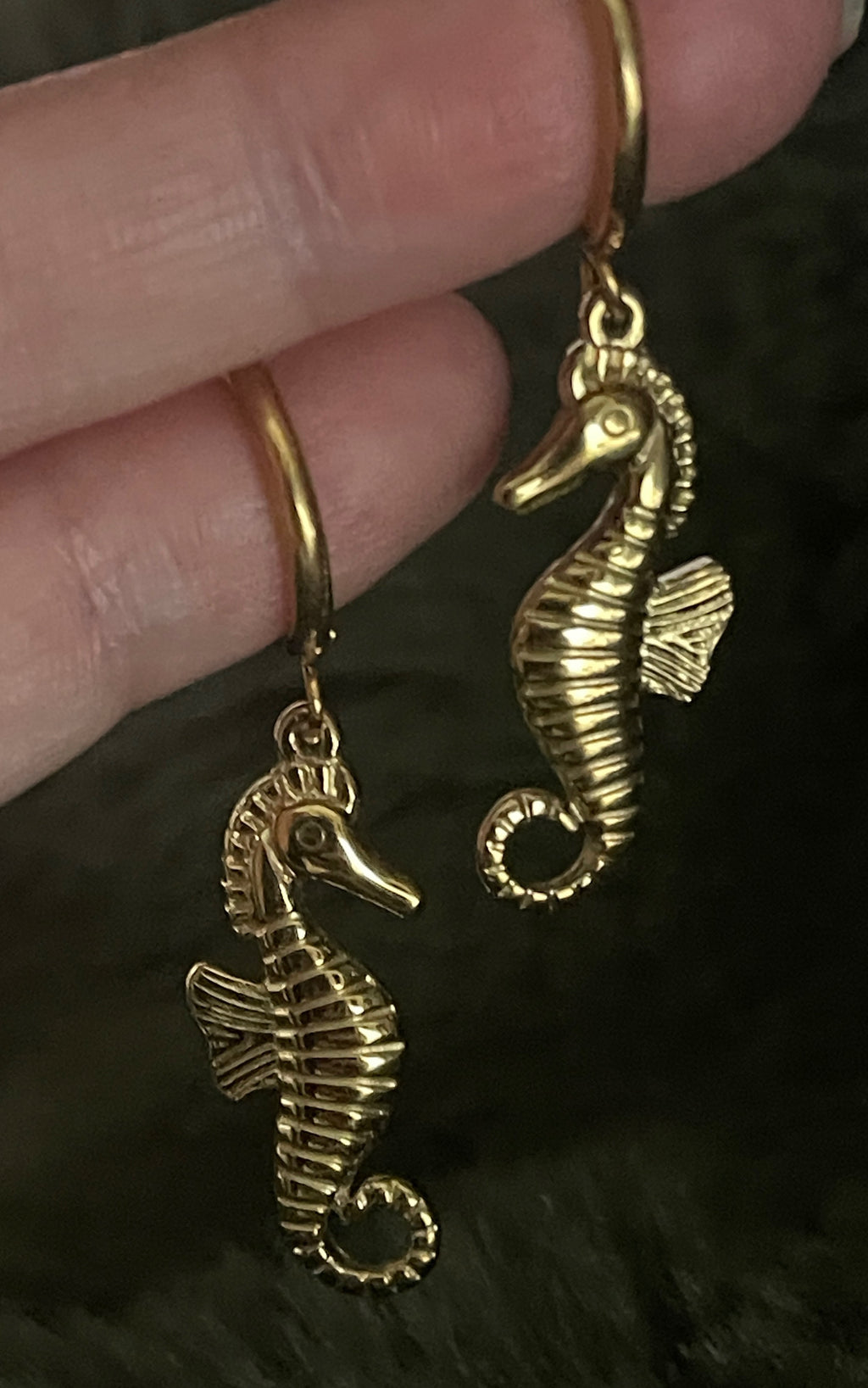 Bohemian Seahorse Charm Hoops | Gold