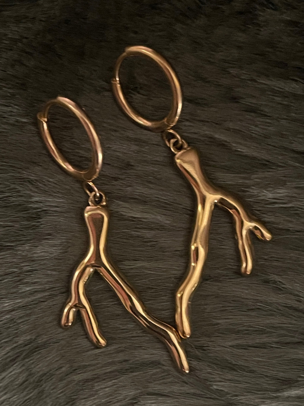 Bohemian Coral Charm Hoops  | Gold