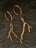 Bohemian Coral Charm Hoops  | Gold