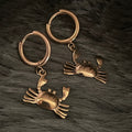 Bohemian Crab Charm Hoops  | Gold