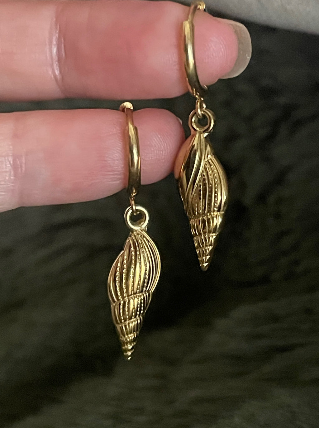 Sea Shell Charm Hoops | Gold