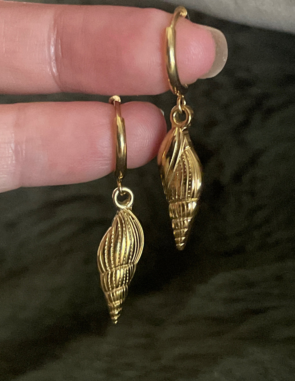 Sea Shell Charm Hoops | Gold