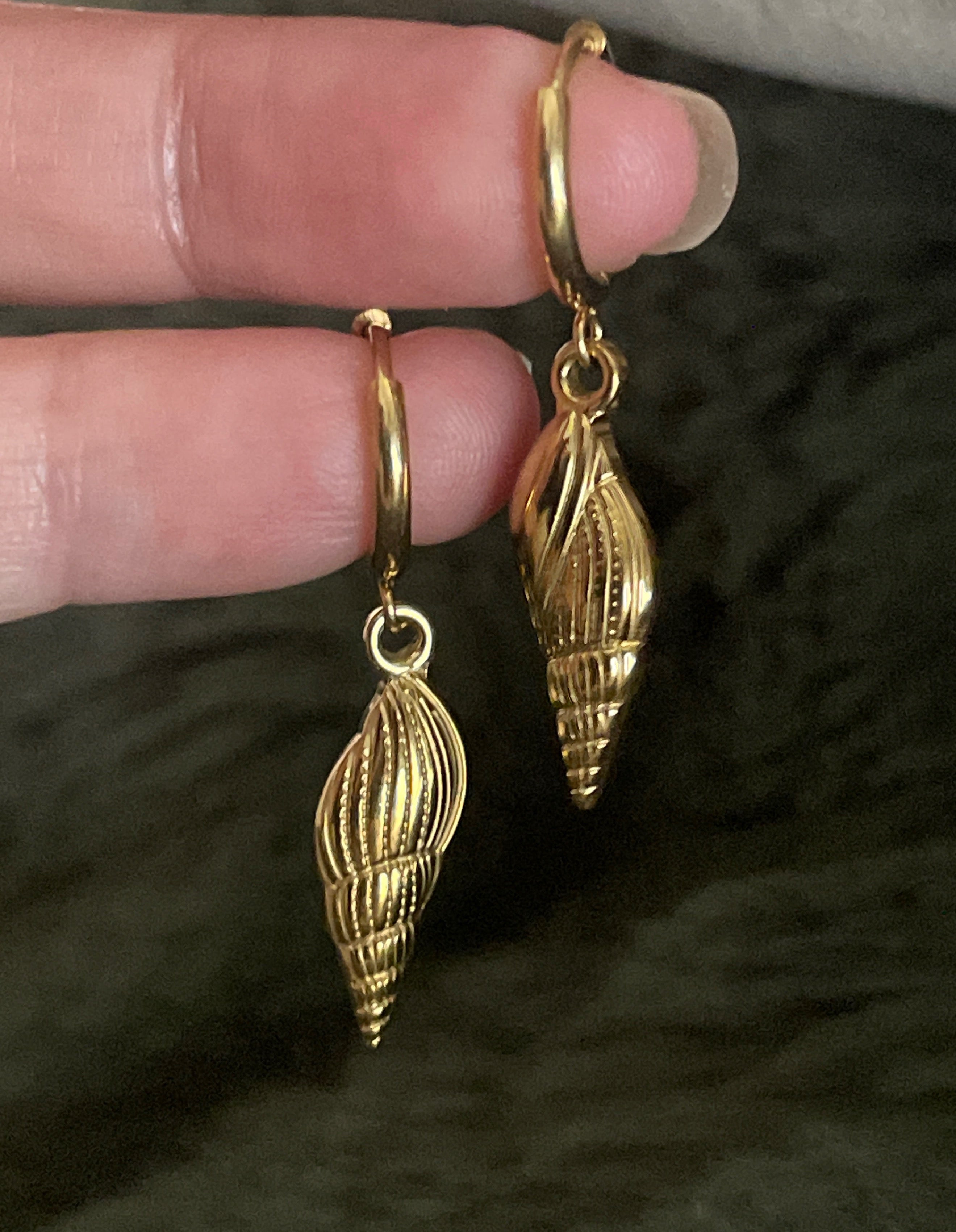 Sea Shell Charm Hoops | Gold