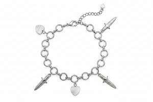 Sovereign Sword & Shell Heart Charm Bracelet | Silver