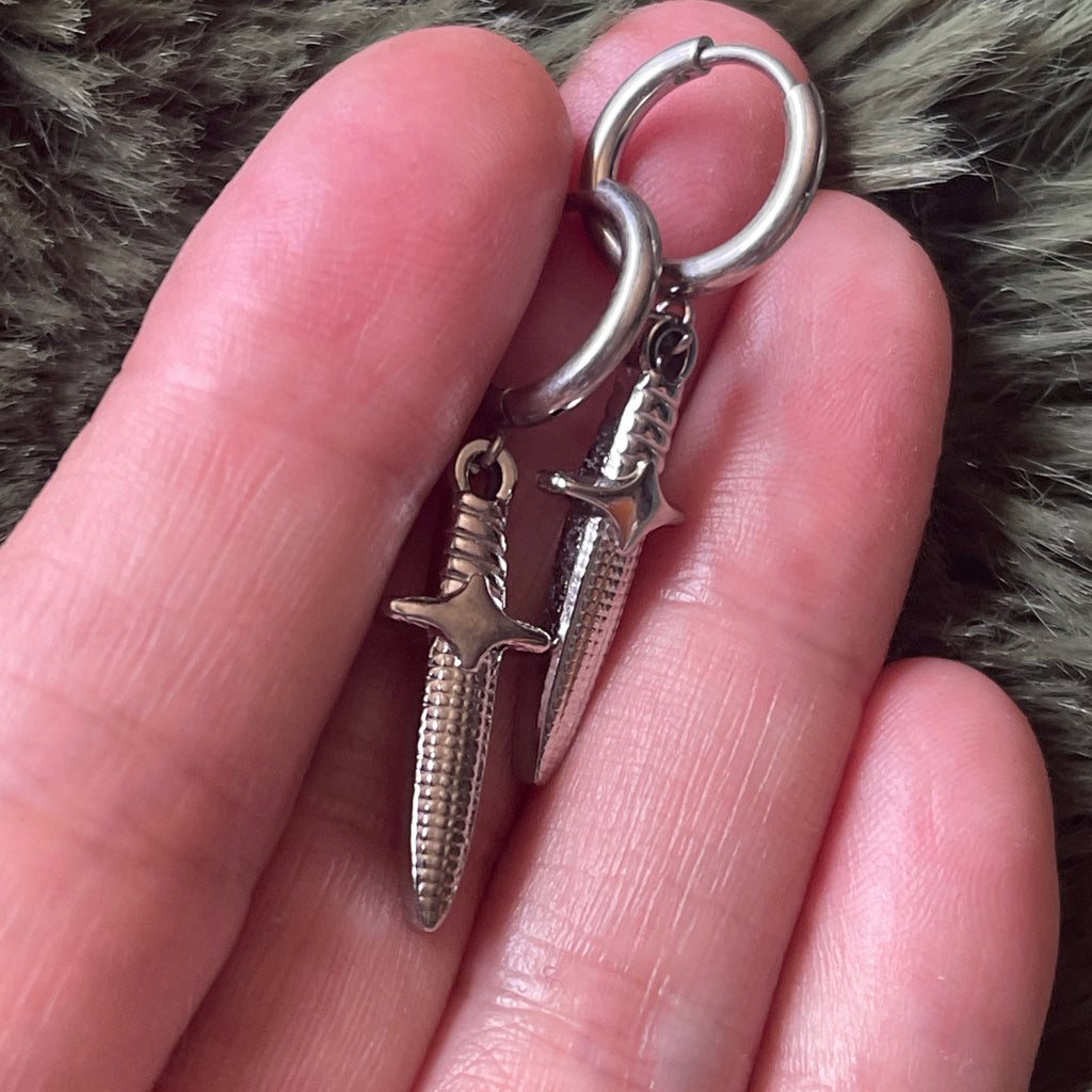 Crypt Dagger Hoops | Silver
