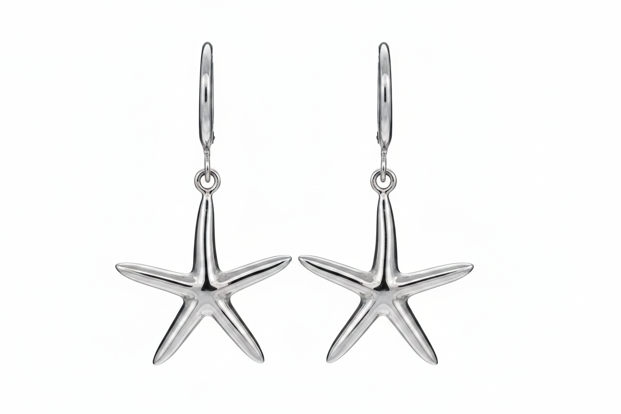 Bohemian Starfish Charm Hoops | Gold
