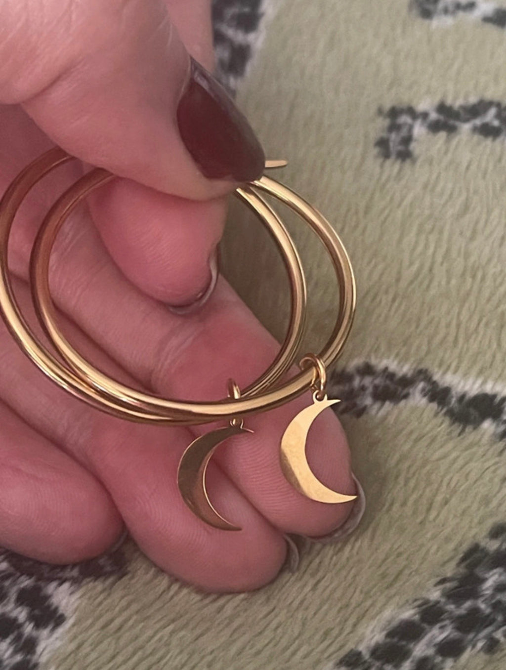 Gold Crescent Moon Hoops