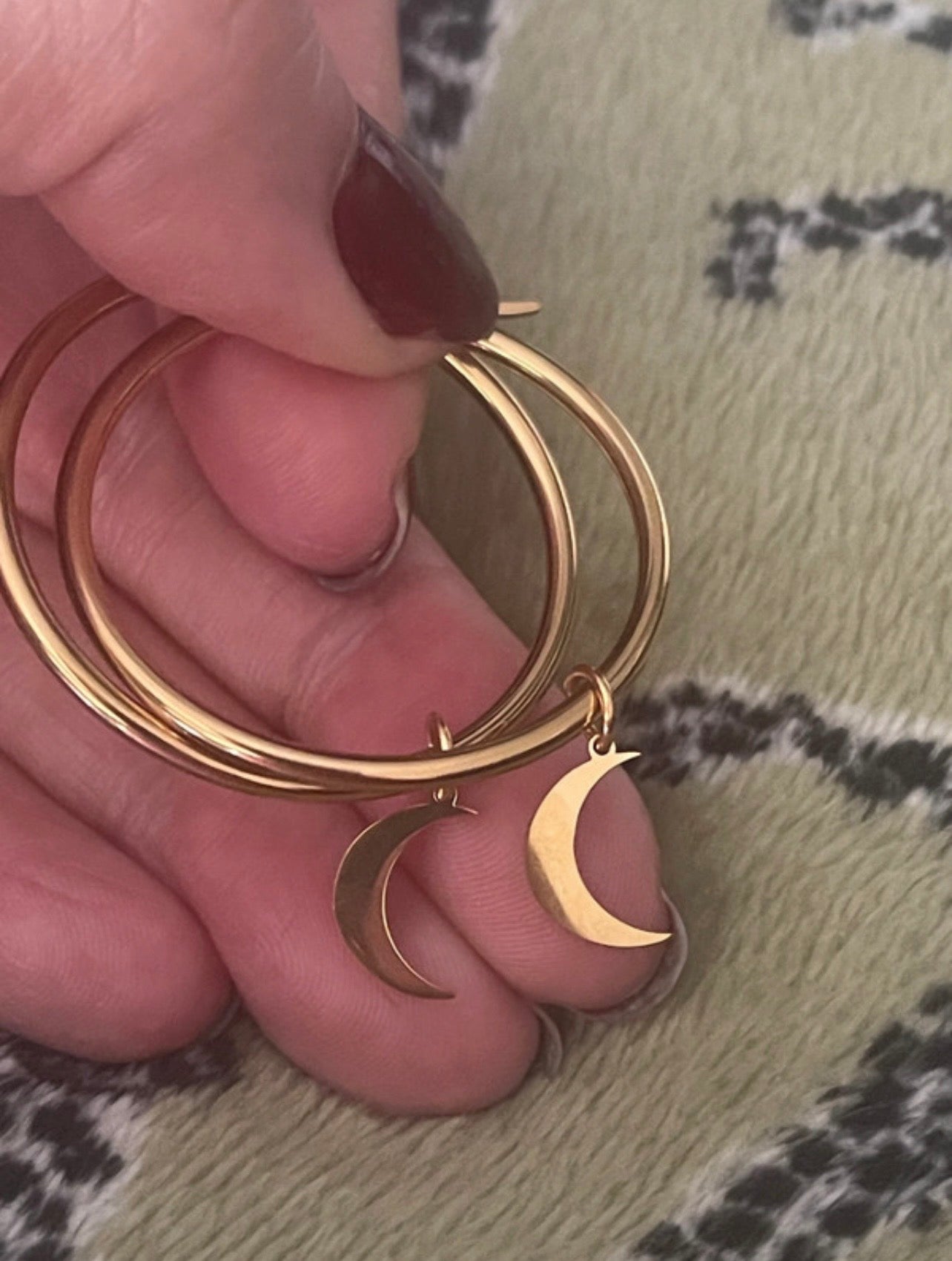 Gold Crescent Moon Hoops