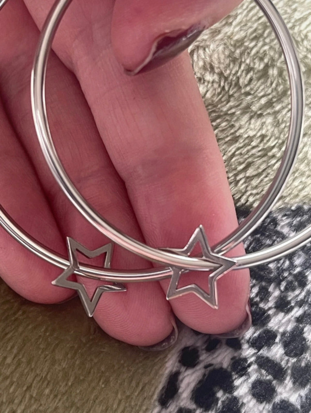 Silver Open Star Hoops