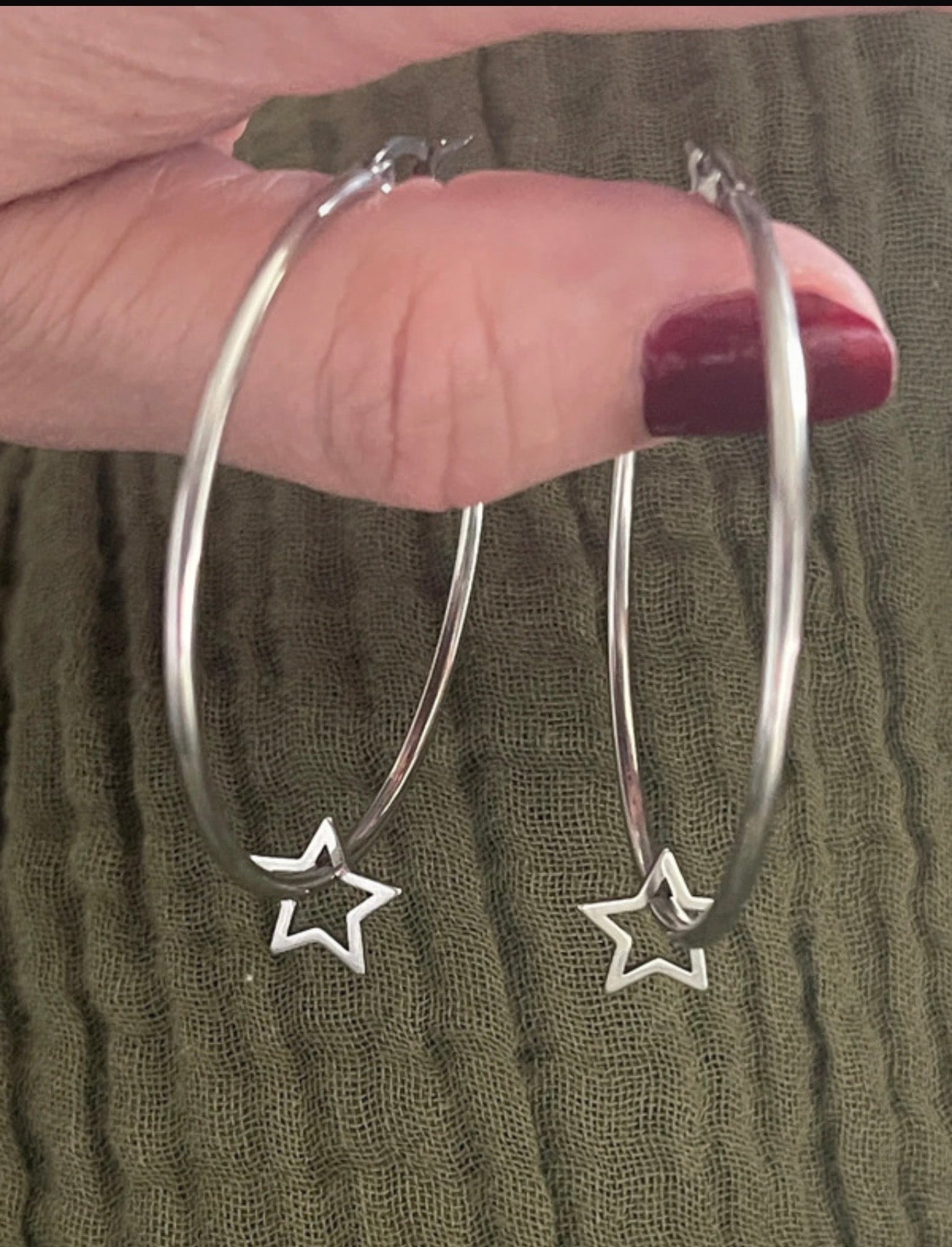 Silver Open Star Hoops