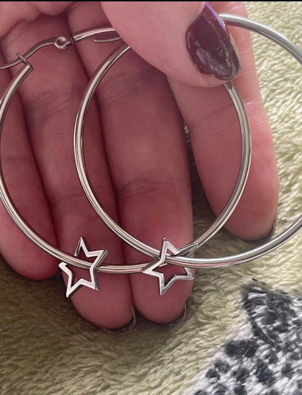 Silver Open Star Hoops