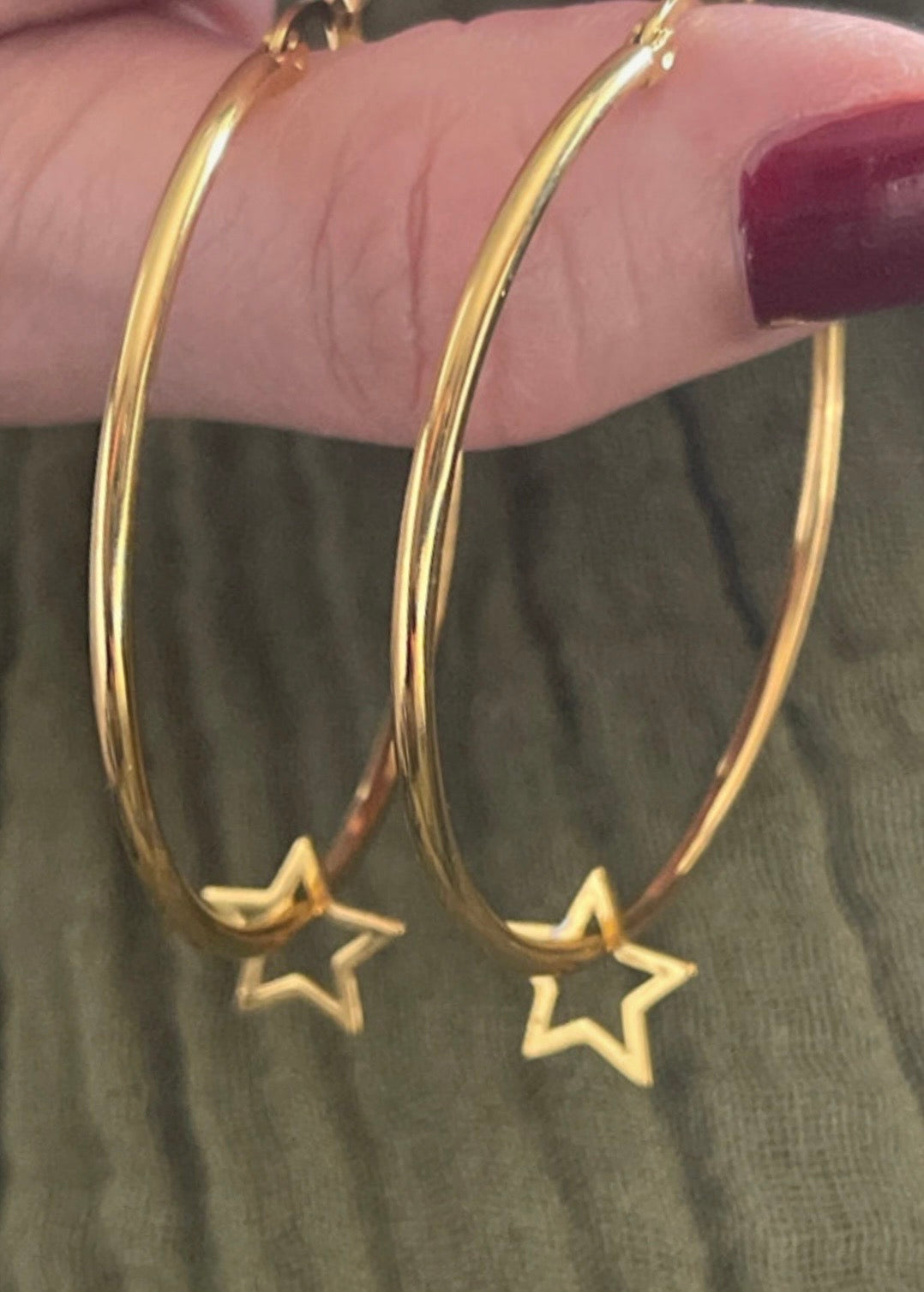 Silver Open Star Hoops