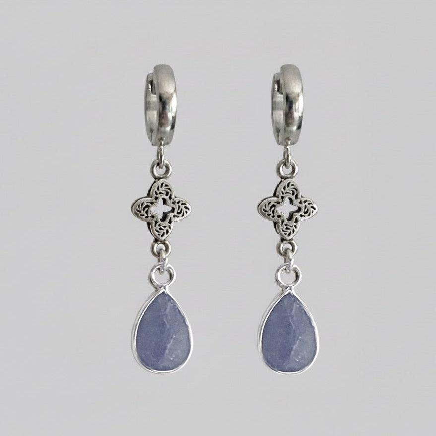 Luxe Blue Agate Droplet Earrings