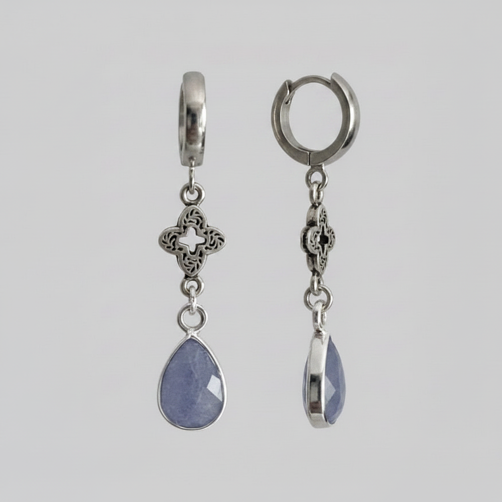 Luxe Blue Agate Droplet Earrings