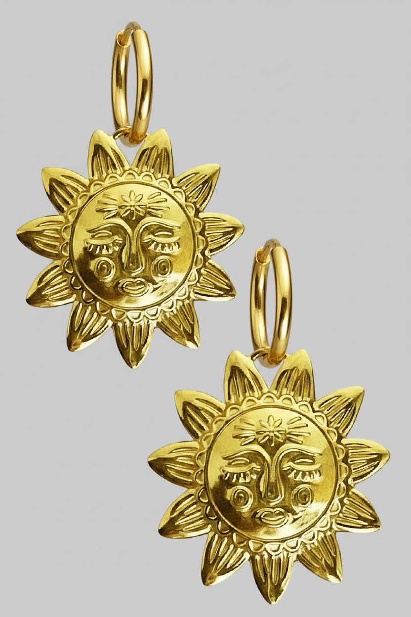 Helios Grande Sun Statement Hoops | Gold