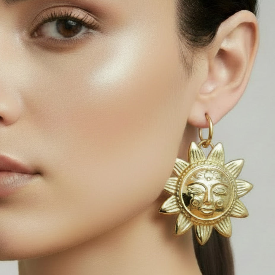 Helios Grande Sun Statement Hoops | Gold