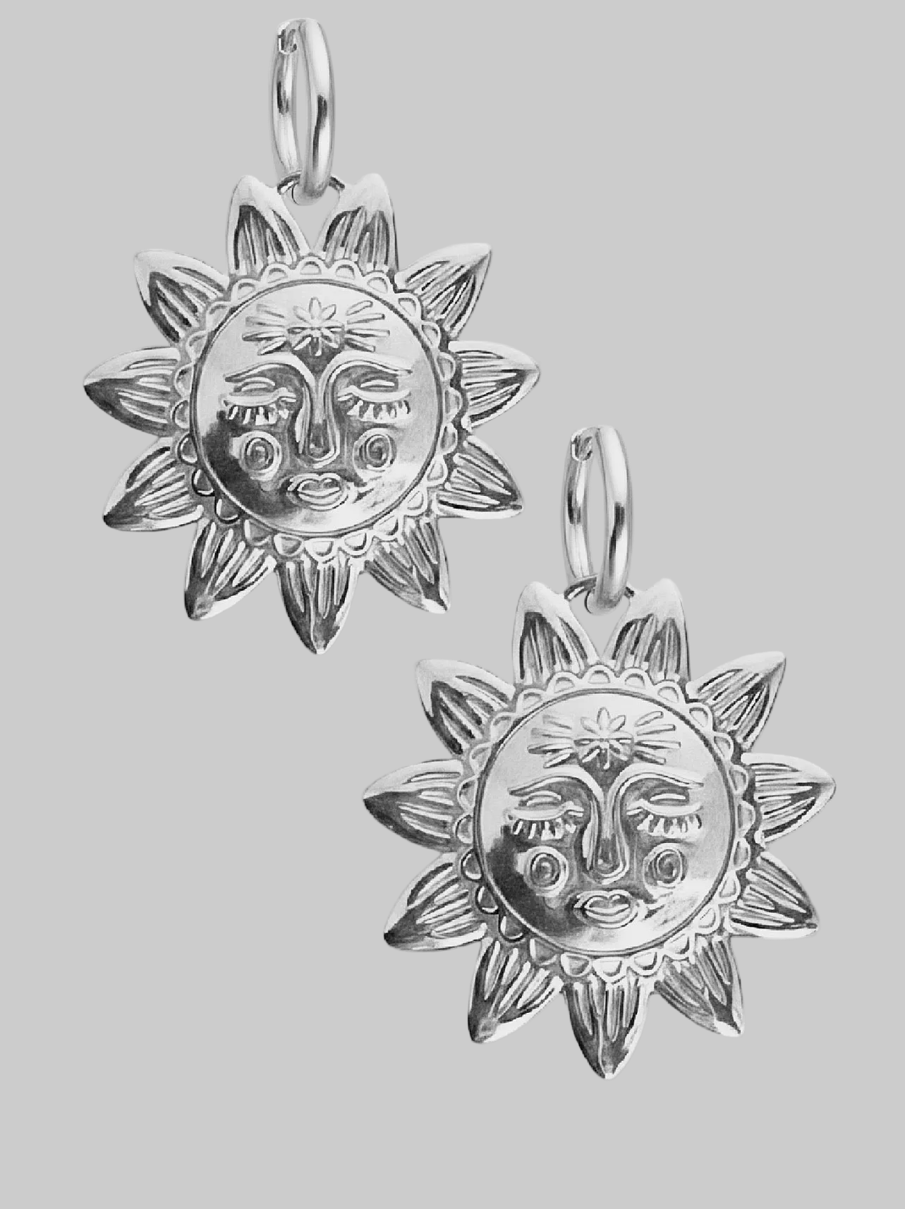 Helios Grande Sun Statement Hoops | Silver