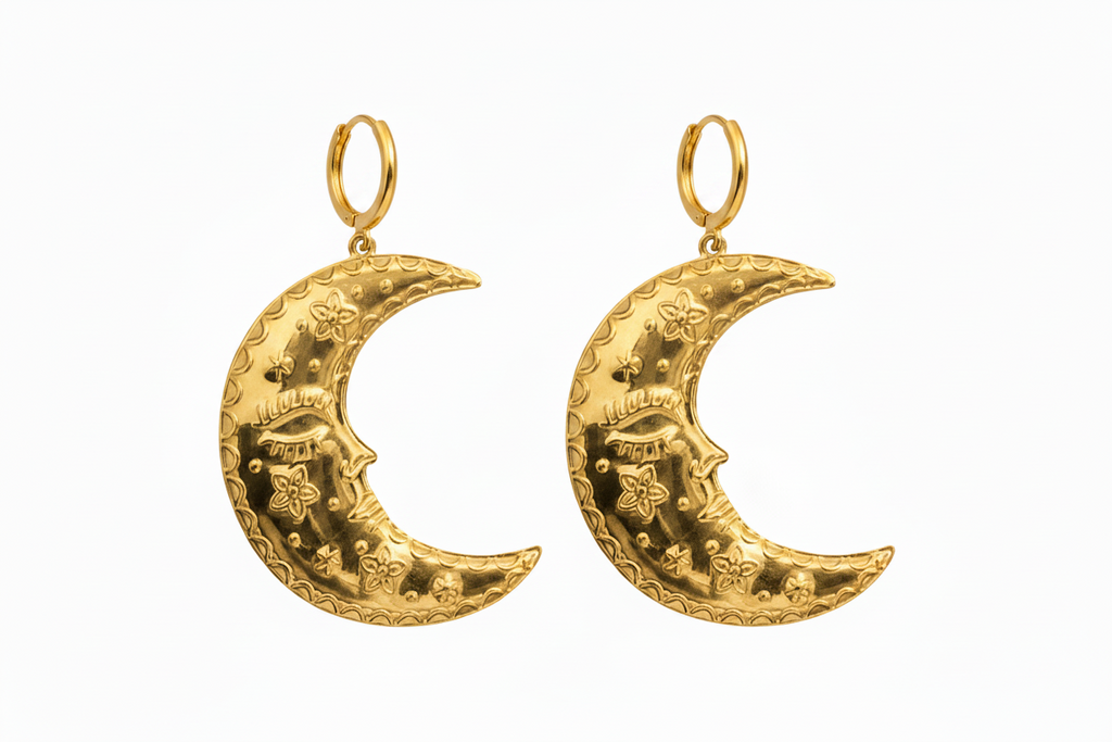 Helios Moon Statement Hoops | Silver