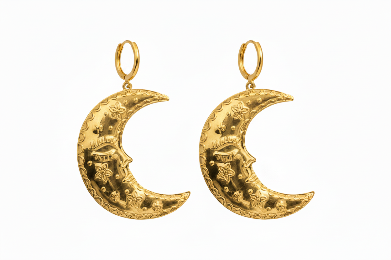 Helios Moon Statement Hoops | Silver
