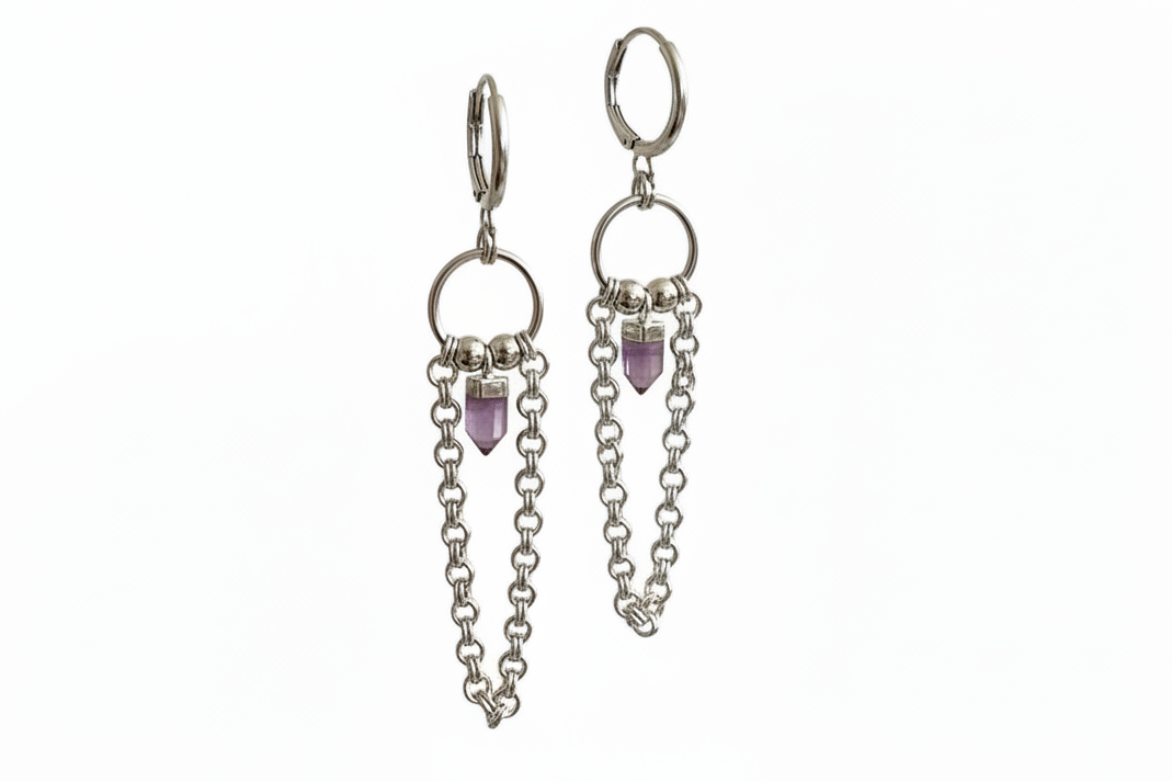 The Amethyst Relic Chainmail Hoops