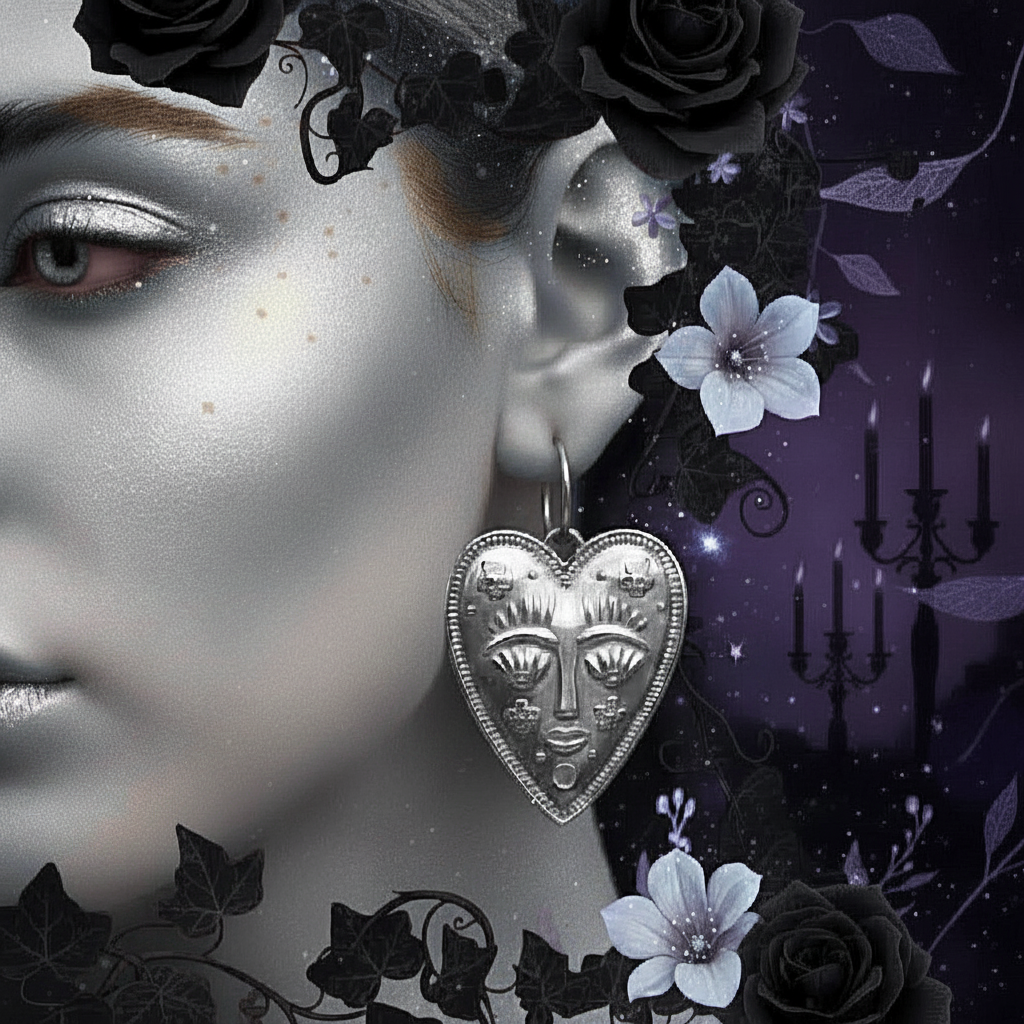 Helios Heart Statement Hoops | Silver