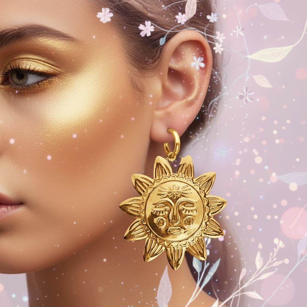 Helios Grande Sun Statement Hoops | Gold