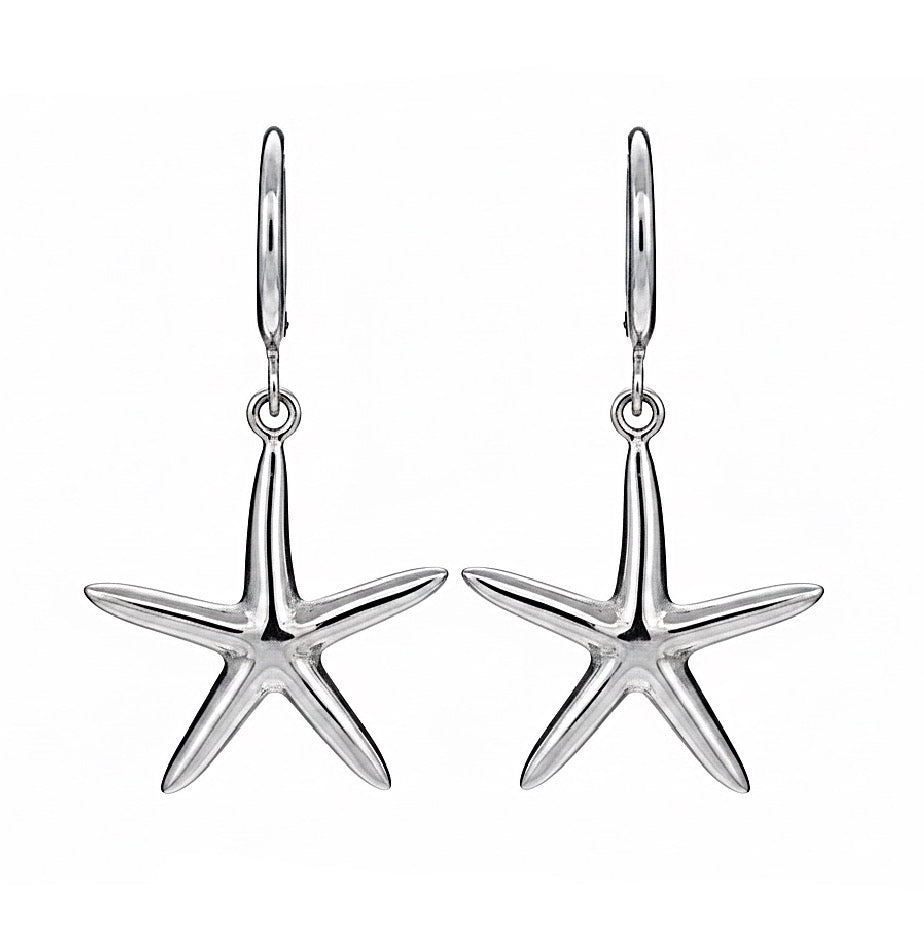 Bohemian Starfish Charm Hoops | Silver