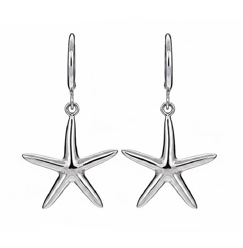 Bohemian Starfish Charm Hoops | Silver
