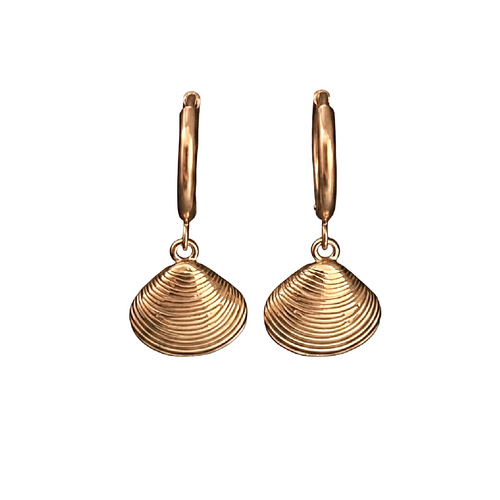 Bohemian Sea Shell Charm Hoops | Silver