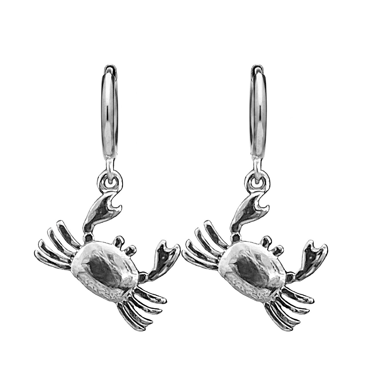 Bohemian Crab Charm Hoops | Silver