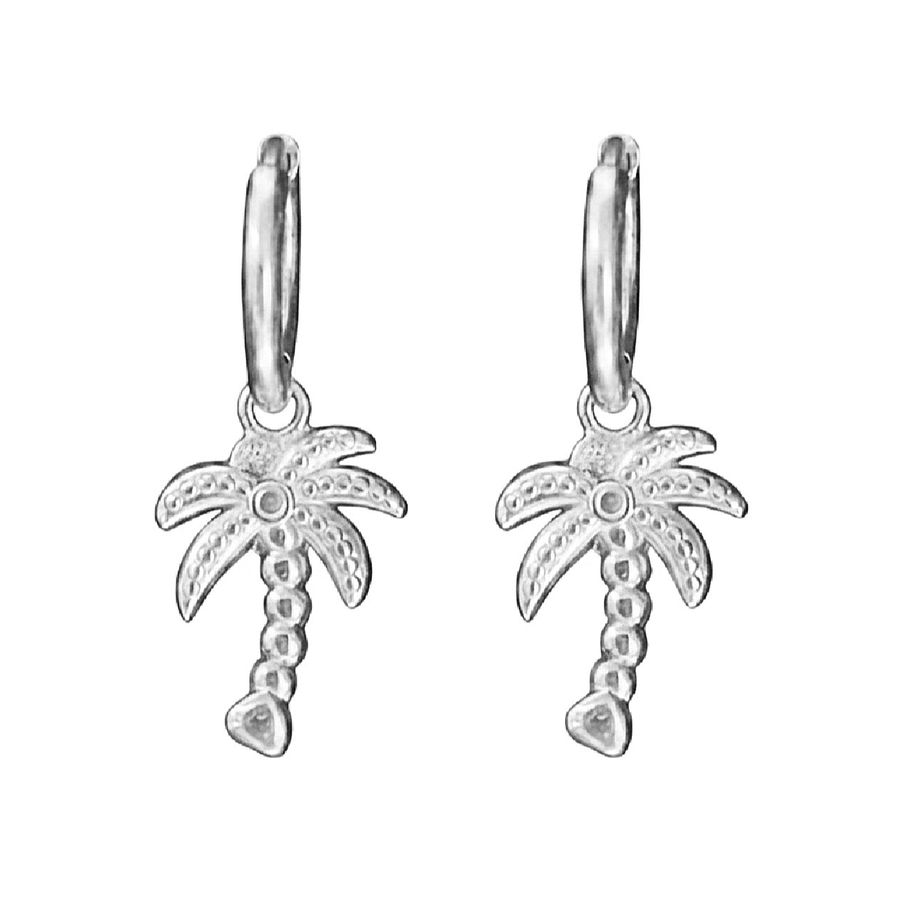 Bohemian Palm Tree Charm Hoops | Gold