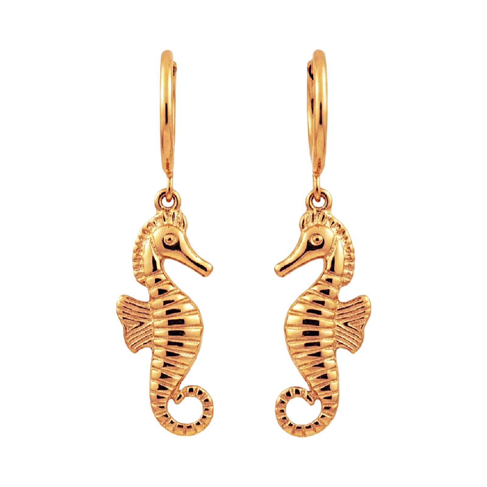 Bohemian Seahorse Charm Hoops | Gold