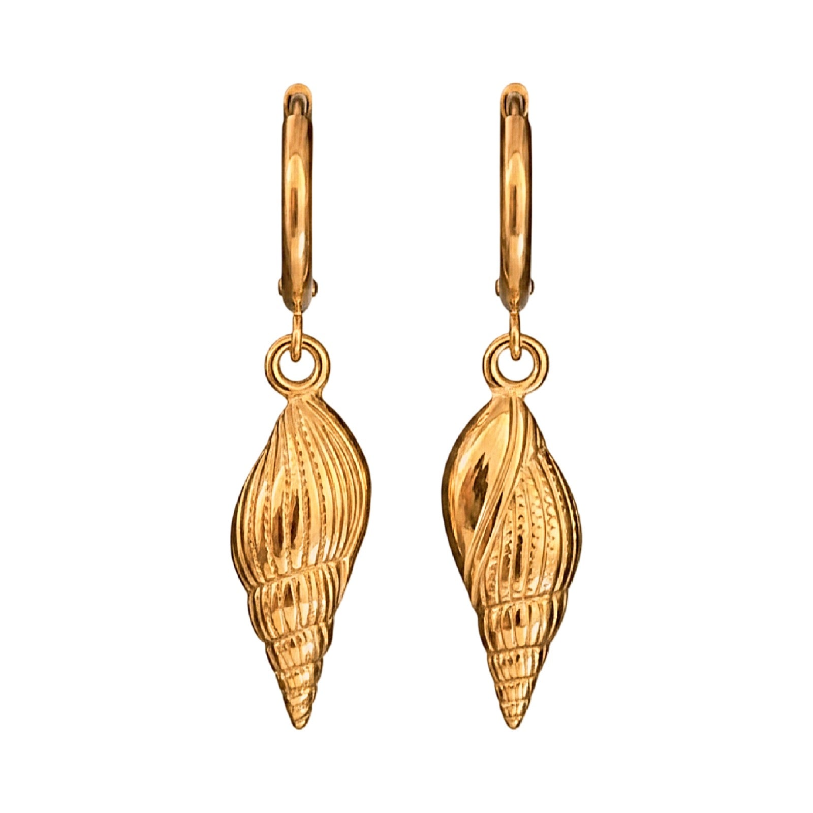 Sea Shell Charm Hoops | Gold