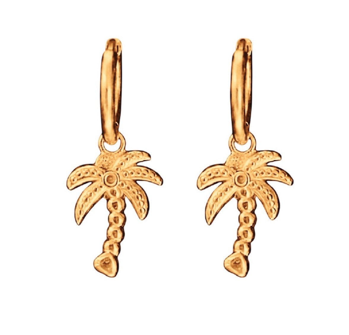 Bohemian Palm Tree Charm Hoops | Gold