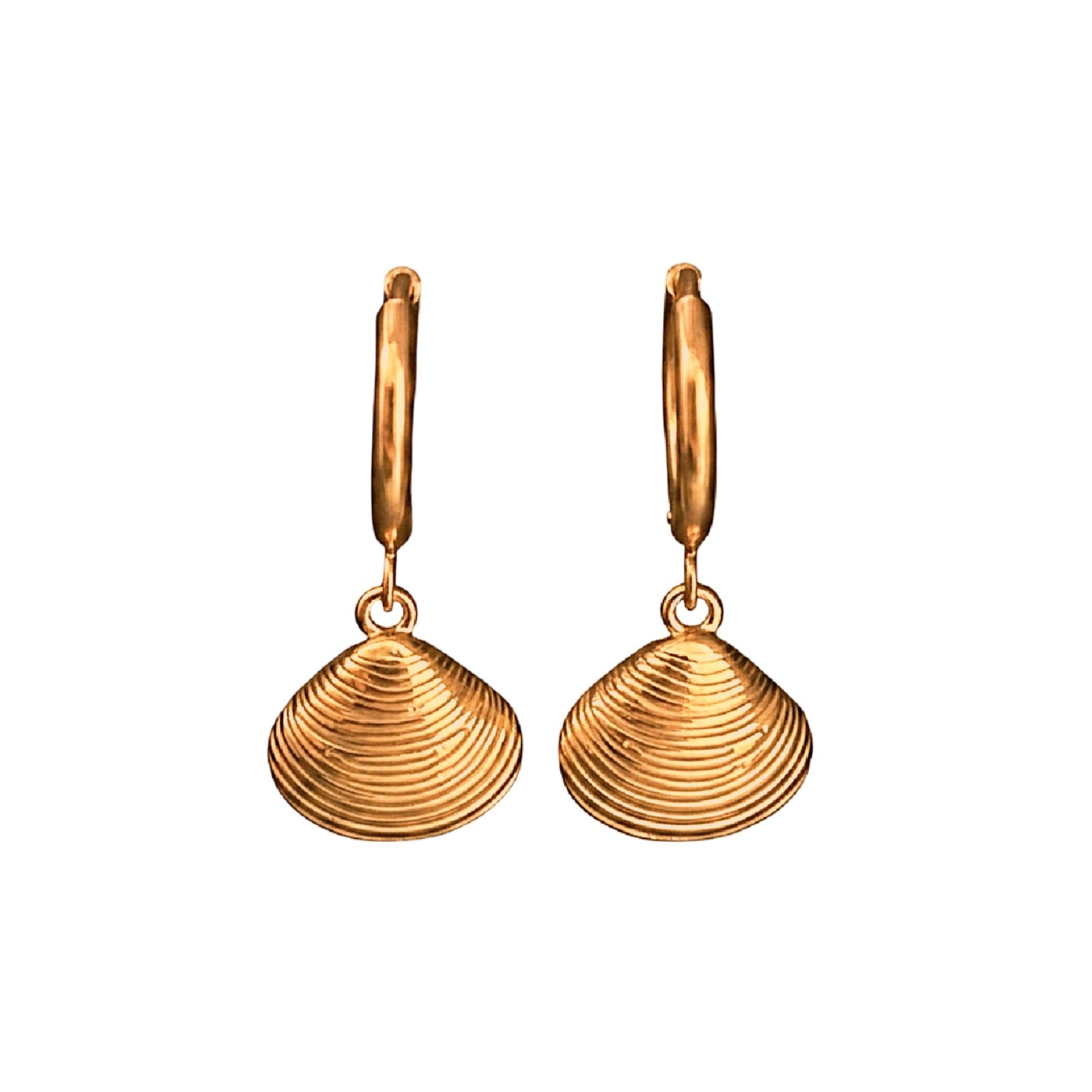 Bohemian Sea Shell Charm Hoops | Gold