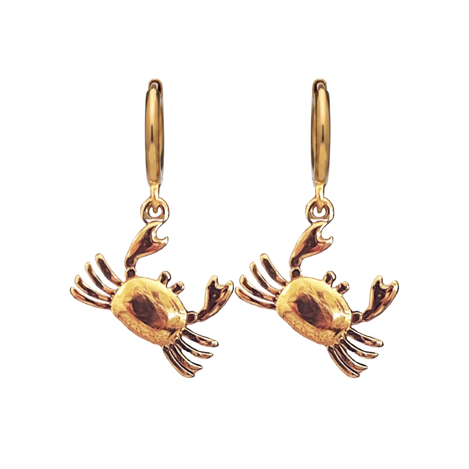 Bohemian Crab Charm Hoops  | Gold