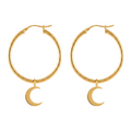 Silver Crescent Moon Hoops