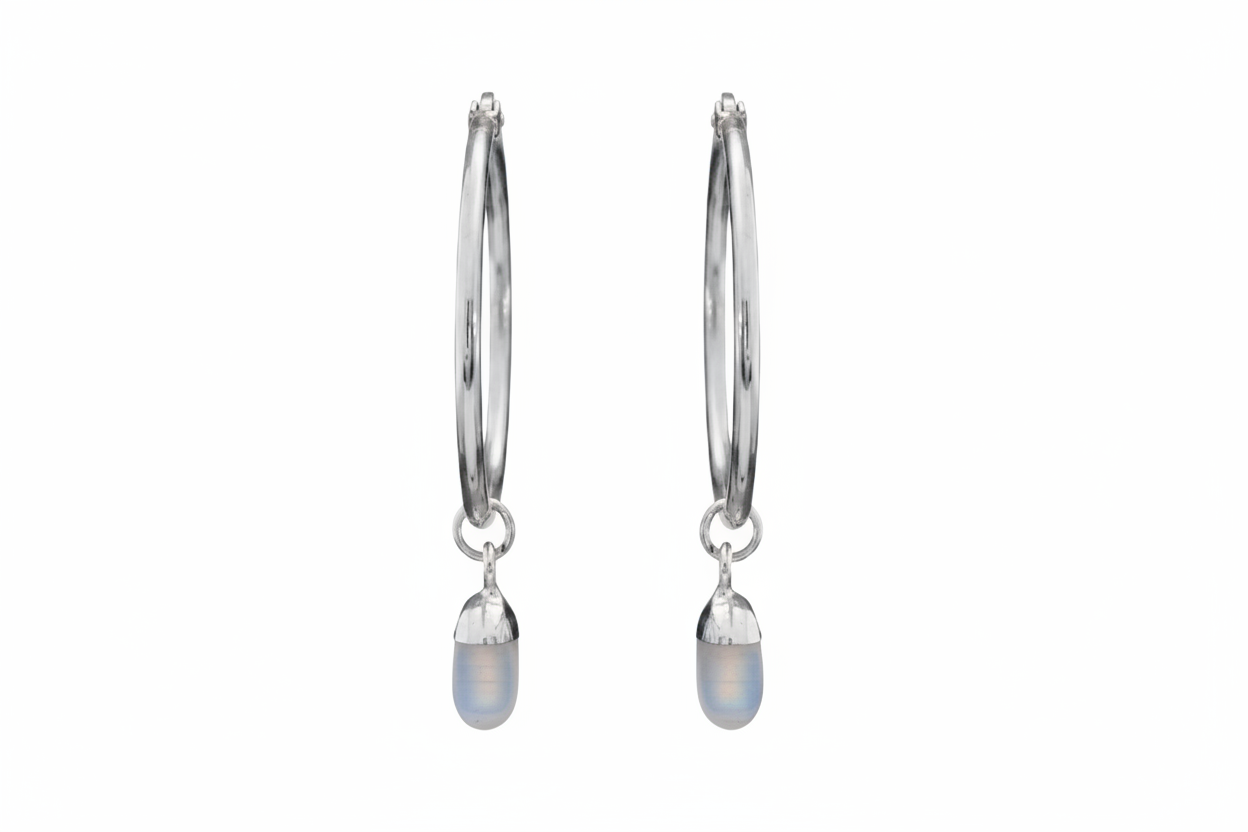 Opal Halo Hoops | Silver